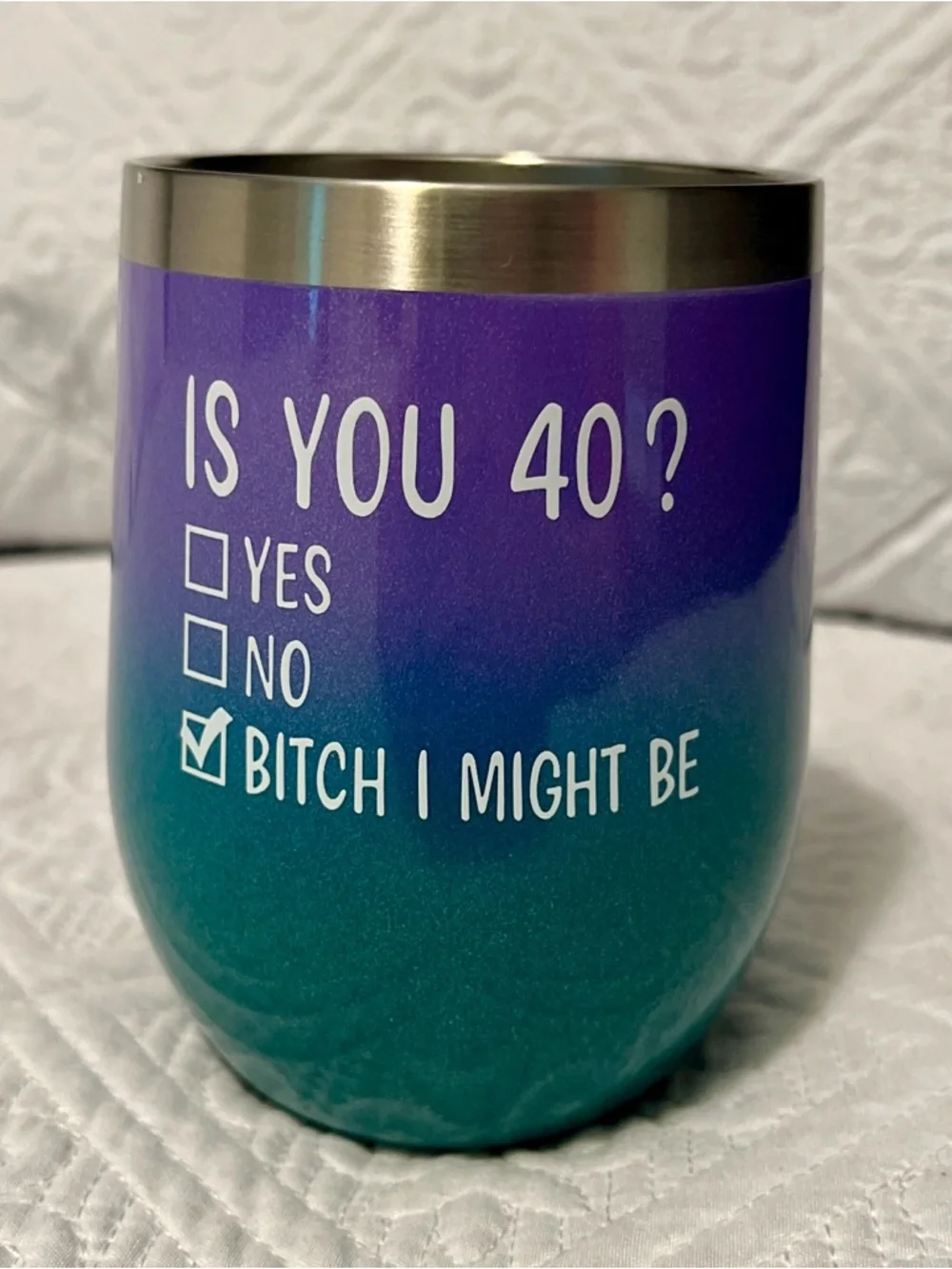 Funny 40th Birthday Wine Tumbler & Keychain Set